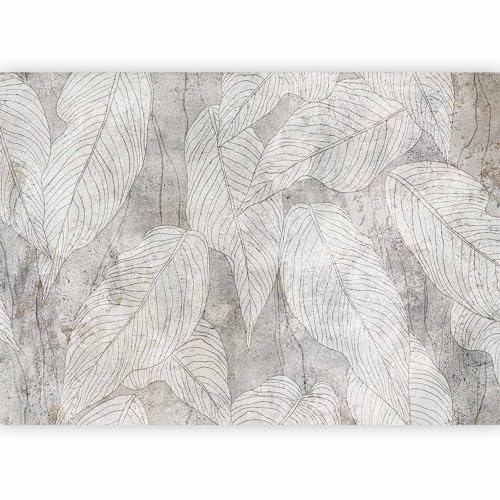 murando - Papier Peint Panoramique Intissé Nature 350x256 cm - Revêtement Mural pour Chambre Salon - Design Moderne Décoration Murale - Gris vert - Feuilles de plantes naturelles b-C-0813-a-a
