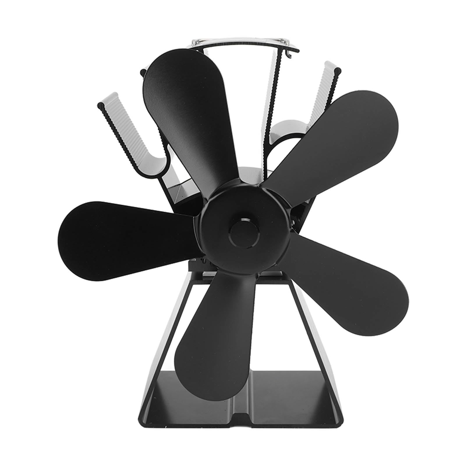 Ventilatore per stufe a legna a 5 pale azionato dal calore, ventilatore per camini con base trapezoidale, ventilatore termoelettrico per stufe a legna e stufe a cherosene, (Nera)