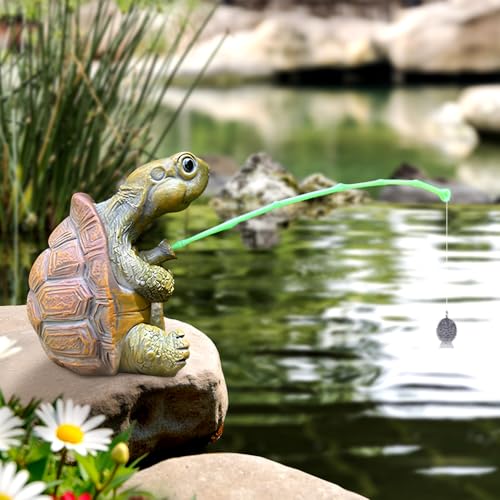 Pipihome Miniteich Deko Angeln Figur aus Harz, Gartenteich Figuren, Teichdeko Angler Schildkröte Deko für Draußen Garten Landschaft, Außen Gartenstatue Pipihome Miniteich Deko Angeln Figur aus Harz, Gartenteich Figuren, Teichdeko Angler Schildkröte Deko für Draußen Garten Landschaft, Außen Gartenstatue