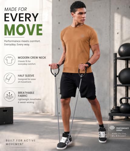 Image of CHKOKKO Gym T Shirts for Men Workout Activewear Solid Quick Dry Sports Tshirt for man Breathable Lightweight Half Sleeve Regular Fit Round Neck Running Boys T Shirt