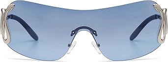 Rimless Y2k Sunglasses for Women Men Trendy Oversized Wrap Around Snake Shades AP3652