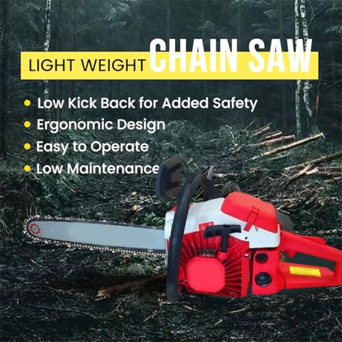 Image of BKR 3.2 HP, 2 Stroke- 58 CC with 7500 RPM Petrol Chainsaw 18 Inch Heavy-Duty Bar | Powerful Wood Cutter Machine MT-CS-5800 | Anti-Vibration Design | Recoil Start