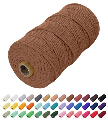 Uiopa Hilo Macrame 2mm x 200m, Cuerda Macrame Cuerda de Algodon Natural Cordel, Cuerda Manualidades para DIY Macrame Pared, Cortina, Colgar Plantas, Decoracion Dormitorio (Caramelo)