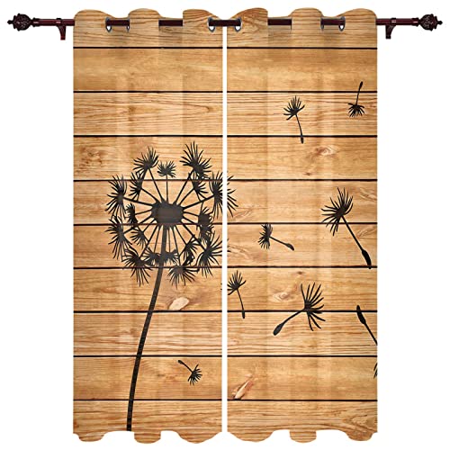 FGYSFT Cortinas Salón Opacas - Veta De Madera Planta Diente De León Vintage 66X160CM X 2 Cover