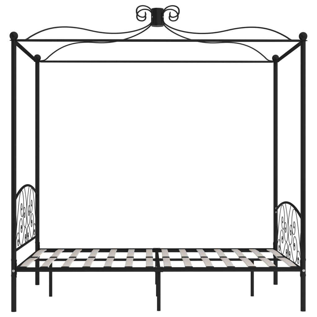 vidaXL Himmelbett Bettgestell Bett Doppelbett Metallbett Bettrahmen Lattenrost Schlafzimmerbett Schlafzimmermöbel Ehebett Schwarz Metall 140x200cm