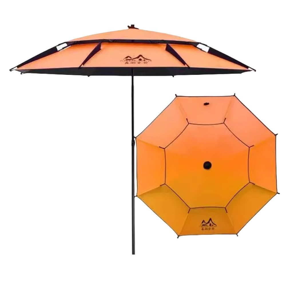 Parasol De Plage Anti-Vent 240cm Parasol De Pêche Réglable Parasol De Piscine Protection UV Parasol De Extérieur Camping(Orange)