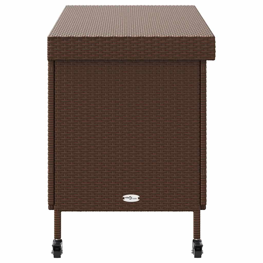 IKAYAA Gartenbox Wasserdicht XXL mit Rollen Auflagenbox Rattan Wetterfest Kissenbox Werkzeugkasten Gerätebox Gartentruhe Garten Balkon Aufbewahrungsbox 110 x 55 x 73 cm Braun