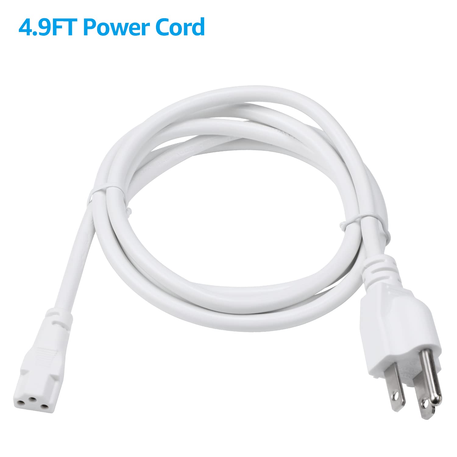 TORCHSTAR 4.9FT Power Cord, LED Under Cabinet Light Power Cable, 120V, Additional Power Cord, Pack of 2