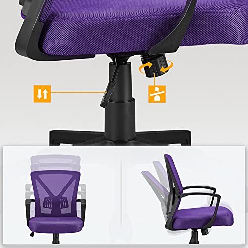 Sedia da Ufficio Scrivania Ergonomica Lombare Girevole Portata 136 kg Reclinabile a Rotelle Altezza Regolabile con Braccioli Viola - Sedia gaming - Immagine 5