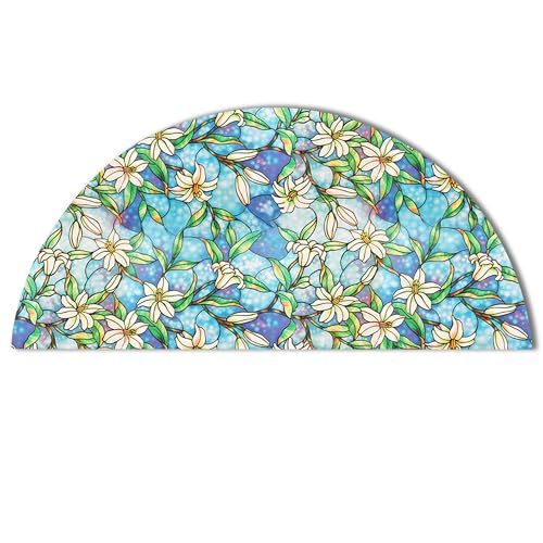 Autotech Park Precut Orchid Arched Window Film Shade, Self Adhesive Static Cling, 53 inches Diameter