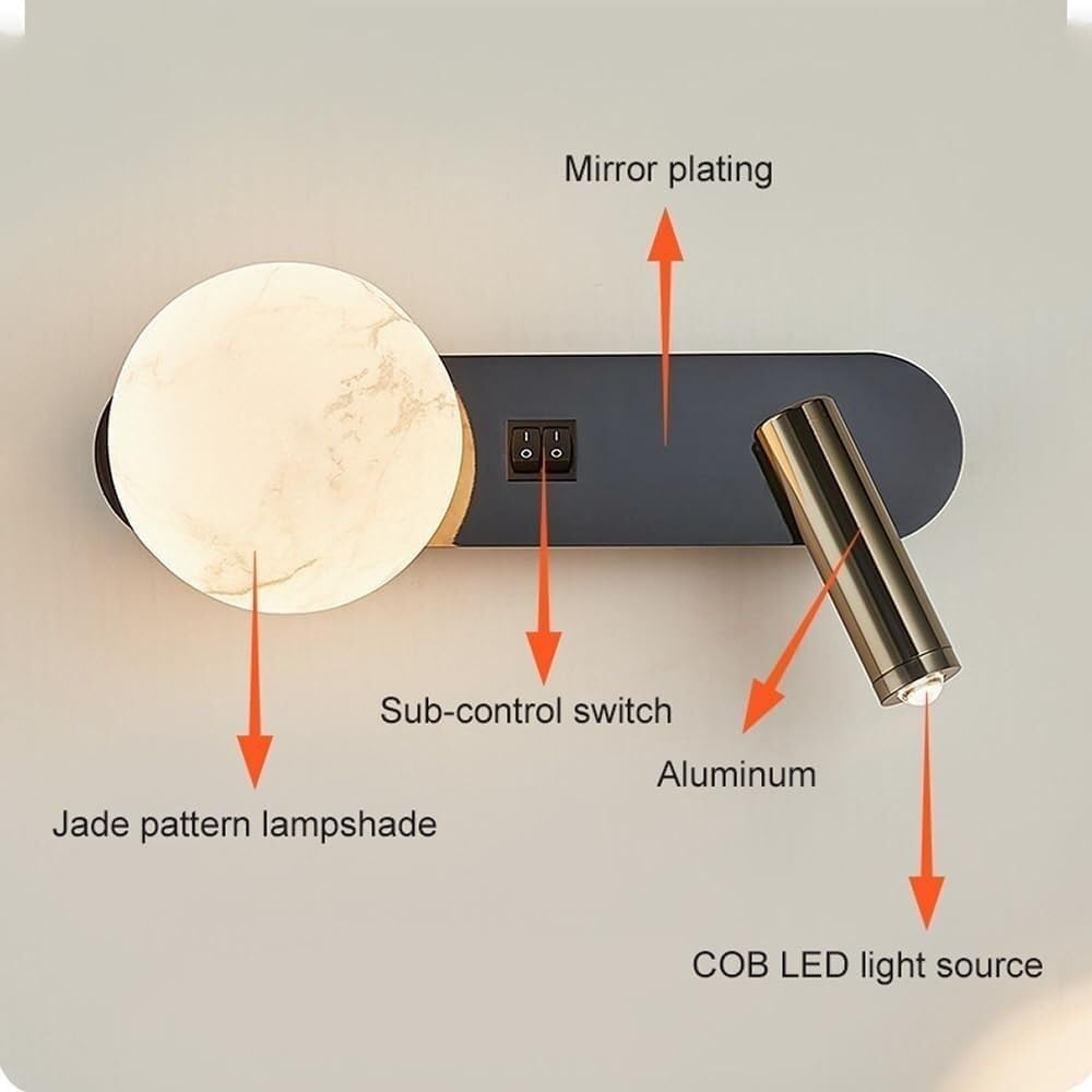 Elastyczna lampa ścienna z łabędzią szyjką do łóżka, lampa ścienna LED do czytania w łóżku z włącznikiem/wyłącznikiem, ciepła lampa 3000 K do sypialni, salo
