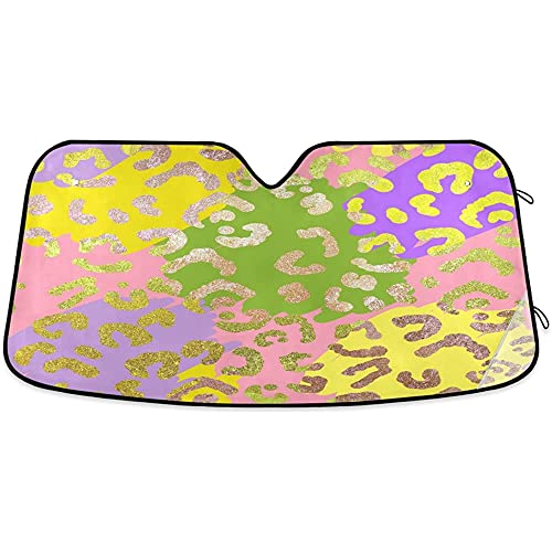 321 Windschutzscheibenabdeckung Bunter Leoparden-Glitzer Autoscheibenabdeckung Universal Scheibenabdeckung Auto 70x130cm Für Cars, Lkws, Suvs