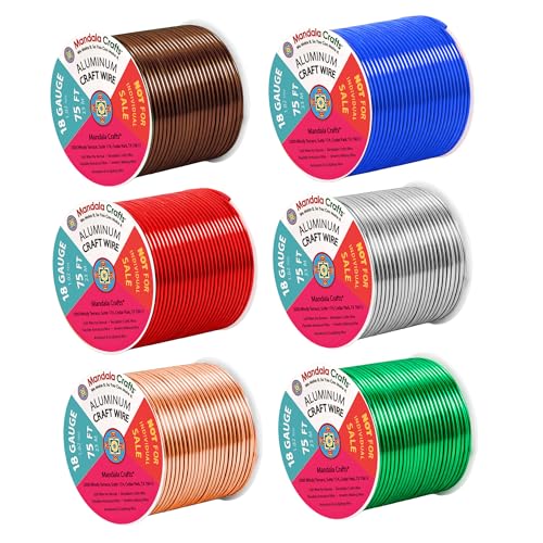 Image of Mandala Crafts 18 GA Green Brown Red Assorted Anodized Aluminum Craft Wire | 450 FT, Colored, Flexible, Bendable for Bonsai Armature Sculpting Wire Wrapping Jewelry Making, Weather & Tarnish Resistant