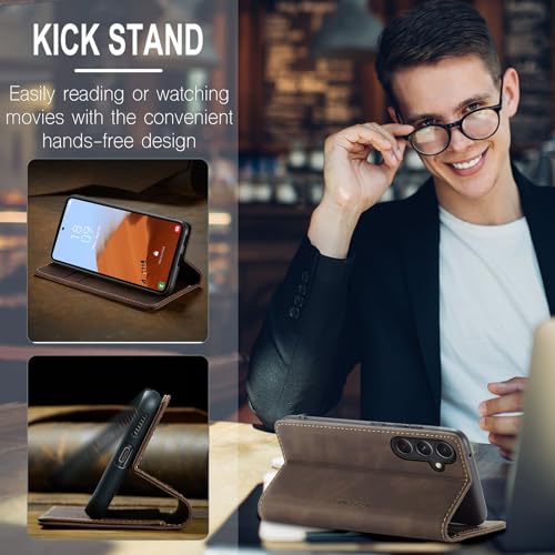Image of Kowauri for Samsung Galaxy S23 FE Case,Leather Wallet Case Classic Design with Card Slot and Magnetic Closure Flip Fold Case for Samsung Galaxy S23 FE 5G 2023 (Coffee)