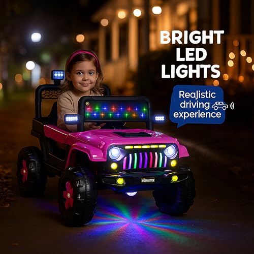 Image of Wishmaster Princess Electric Ride-On SUV - Stylish Off-Road Adventure Car for Girls with LED Lights, Music, Remote & Manual Drive | Music Player