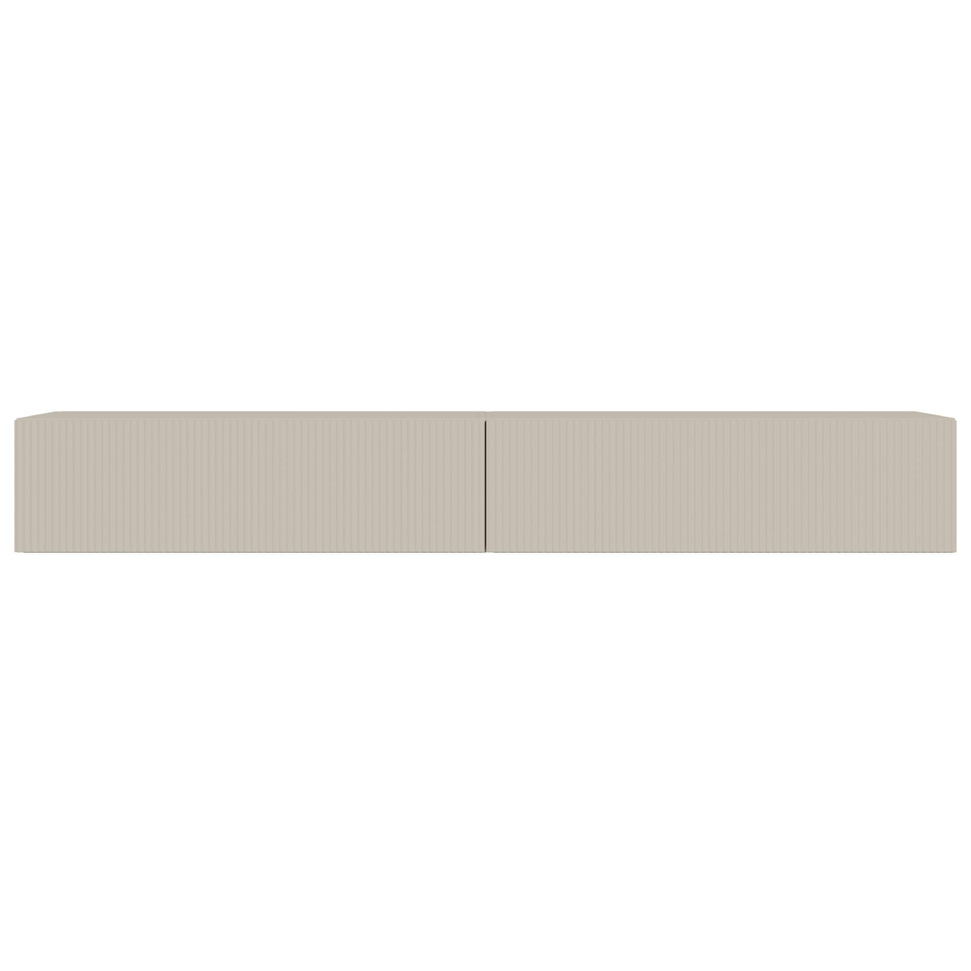 Selsey Meuble TV Suspendu 200 cm Greige Mat Design Moderne – Rangement à 4 Compartiments Façade Rainurée Idéal Déco Élégante et Contemporaine Salon/Chambre Panneau Laminé/MDF Solide