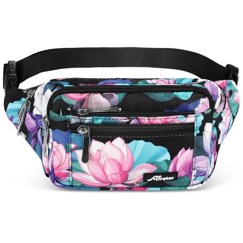 Waist Pack Bag Fanny Pack for Men&Women Hip Bum Bag with Adjustable Strap for Outdoors Workout Traveling Casual Running Hiking Cycling (New Black Flowers-1)