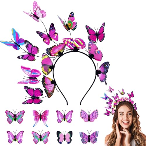 Orgoue Schmetterling Haarreif Leuchtend Fasching Schmetterling Kostüm Accessoires Fee Stirnband Braut Haarschmuck für Damen für Karneval