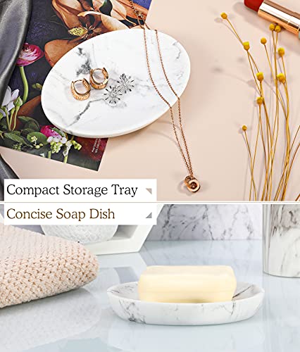 Luxspire P723314097442 Soap Dish, Resin Soap Tray Soap Holder Container Box, Marble Pattern Oval Soap Plate Case, Sponge Dish Scrubbers Tray Holder For Bathroom Vanity Shower Kitchen Sink Counter Top thumb #2