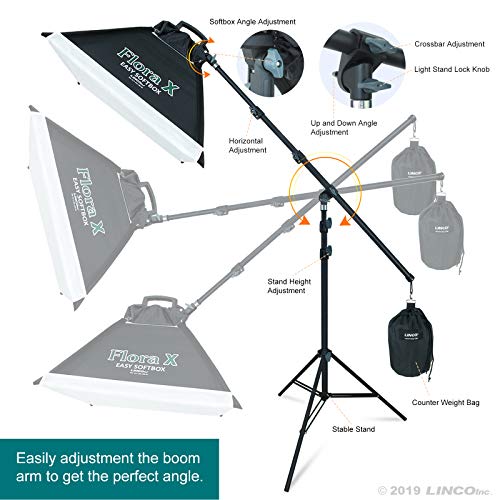 Linco Lincostore 2000 Watt Photo Studio Lighting Kit With 3 Color Muslin Backdrop Stand Photography Flora X Fluorescent 4-Socket Light Bank And Auto Pop-Up Softbox - Only Takes 3 Seconds To Set-Up #TOP3