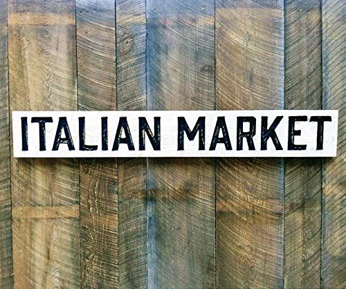 ITALIAN MARKET Sign Horizontal 55"x8"- Carved in Wood Lumber