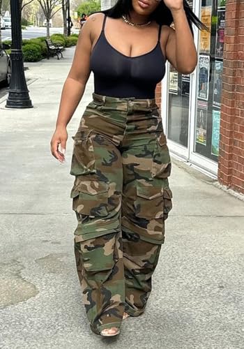 Vakkest High Waisted Cargo Jeans for Women Wide Leg Casual Baggy Trendy Denim Pants with Multi Pockets3