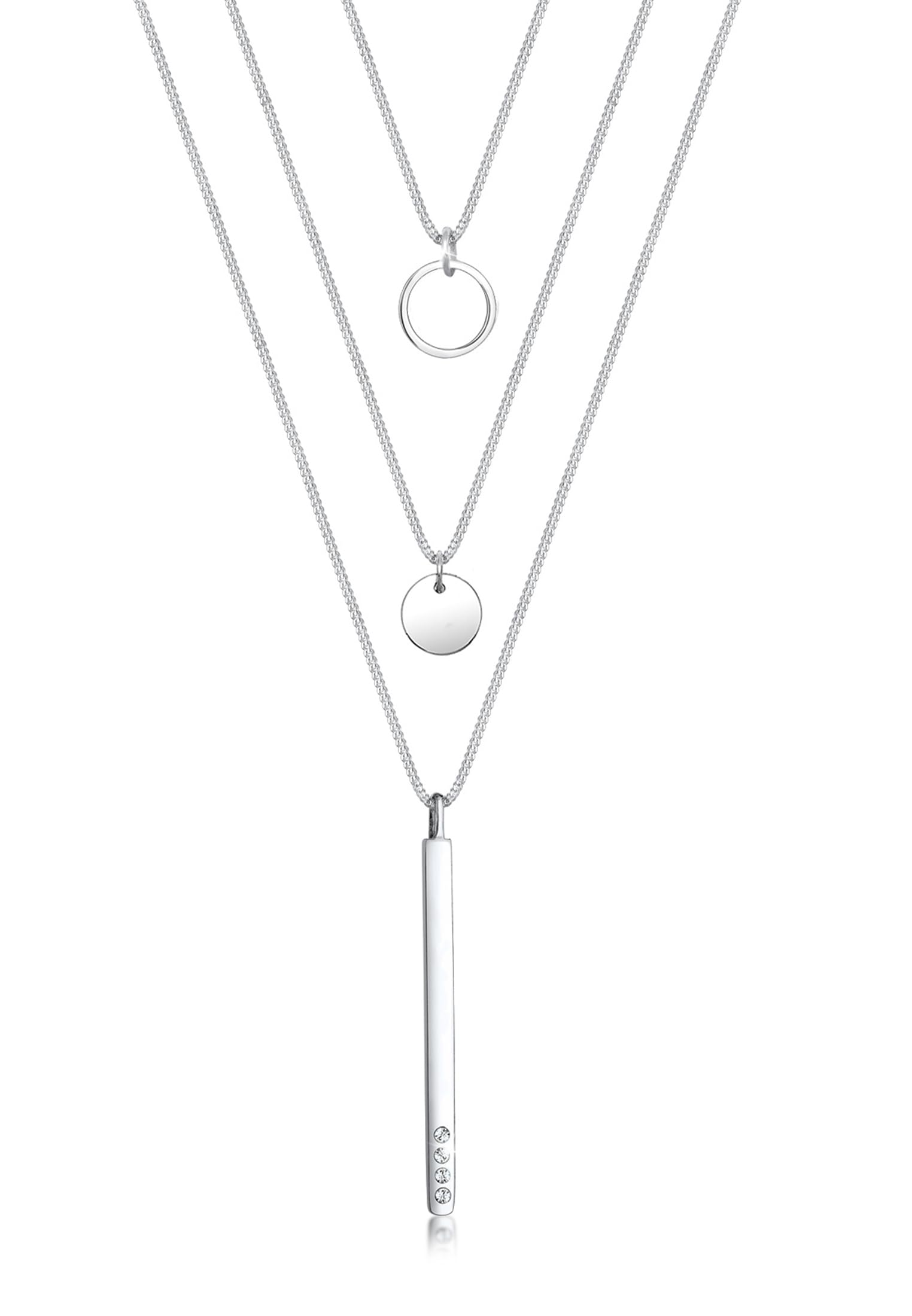 Elli Necklace Circle Geo Layer Crystals 925 Sterling Silver