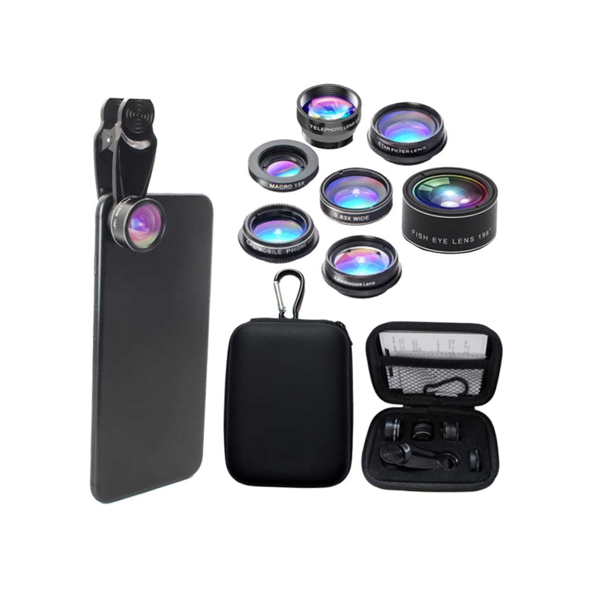 HEMOTON Smart Phone 7 1 Phone Camera Lens Kit Zoom Telephoto Lens Smartphone Camera Lens 7 in 1 Phone Lens Kit Cell Phone Smartphone Phones Mobile Camera Lens Distance Increase
