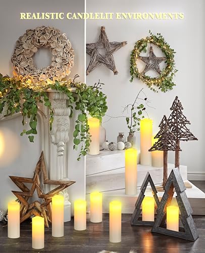 da by bougies led sans flamme lot de 12 à piles en cire véritable ivoire avec minuterie à distance (piles non fournies).