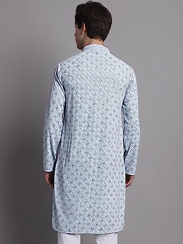Image of Jompers Men's Regular Fit Cotton Chikankari Embroidered and Sequence Kurtas
