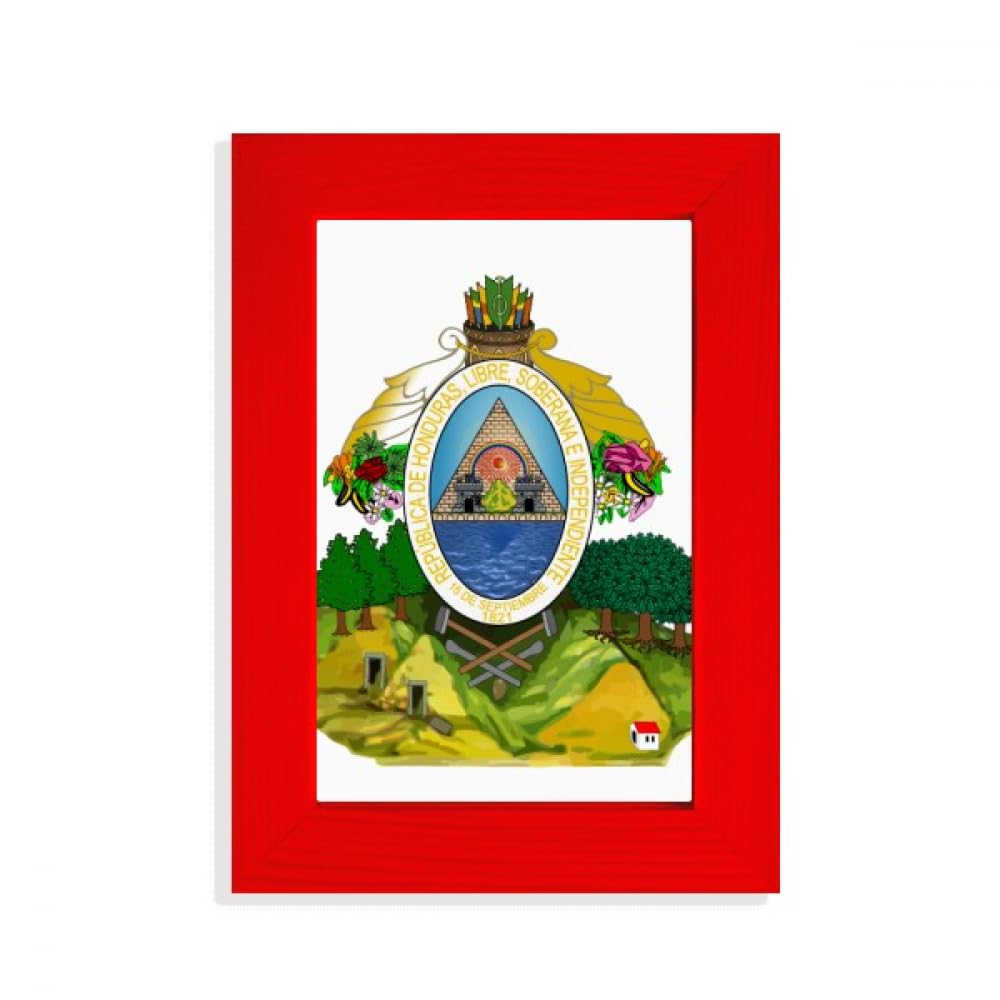 Cadre photo rouge Honduras et Amérique du Nord en bois pour décoration de table