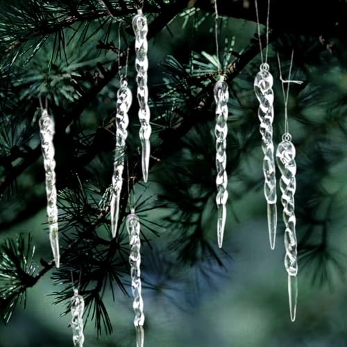 VOPIWOZ 30 STK Eiszapfen Weihnachtsbaum Deko, Acryl Anhänger...