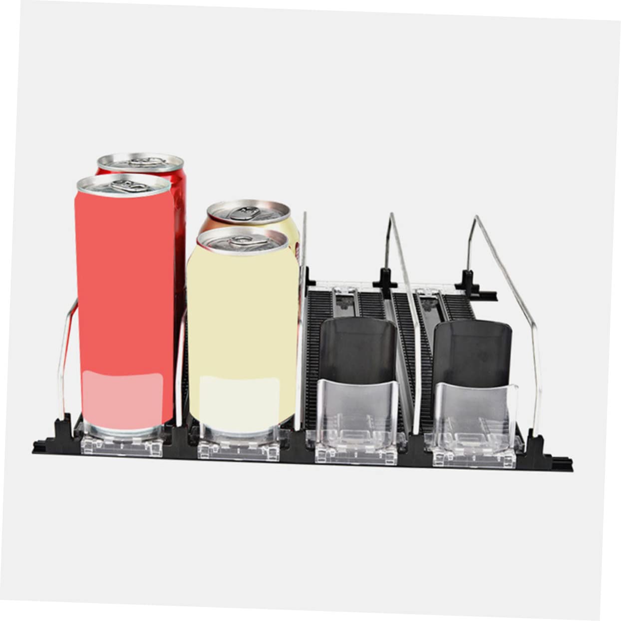 Paquete de 2 latas de refresco para estante de refrigerador, máquina expendedora de bebidas, dispensador automático de bebidas para latas y botellas, extractor de bebidas que ahorra espacio para
