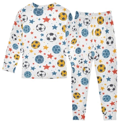ALAZA Soccer Star White Pajamas Long Sleeve Sleepwear 2-Piece Pajama Set2