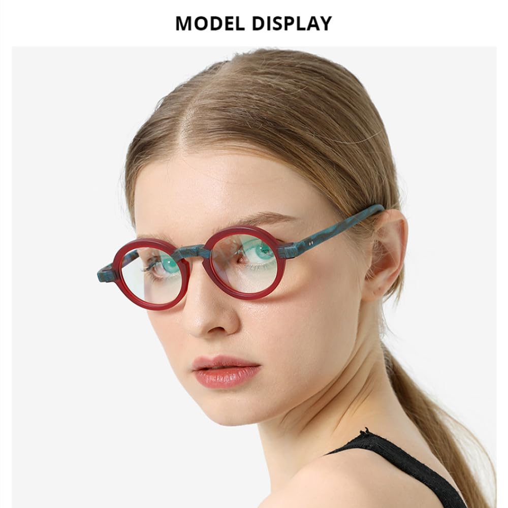 MUTYNE Occhiali da vista in acetato multicolore Montatura da uomo Occhiali da vista rotondi retrò opachi Occhiali da vista da donna