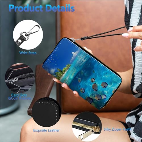 Image of Womens Wallet PU Leather Wristlet Wallets for Women, Large Capacity Lady Fashion Wallet Card Holder Zipper Wallet