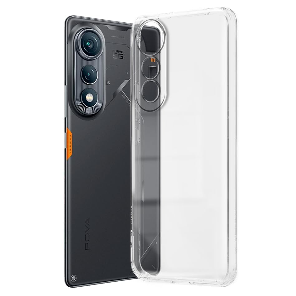 Image of COVERBLACK Soft Rubber Silicon Clear Case Back Cover Compatible for Tecno POVA Curve - Transparent