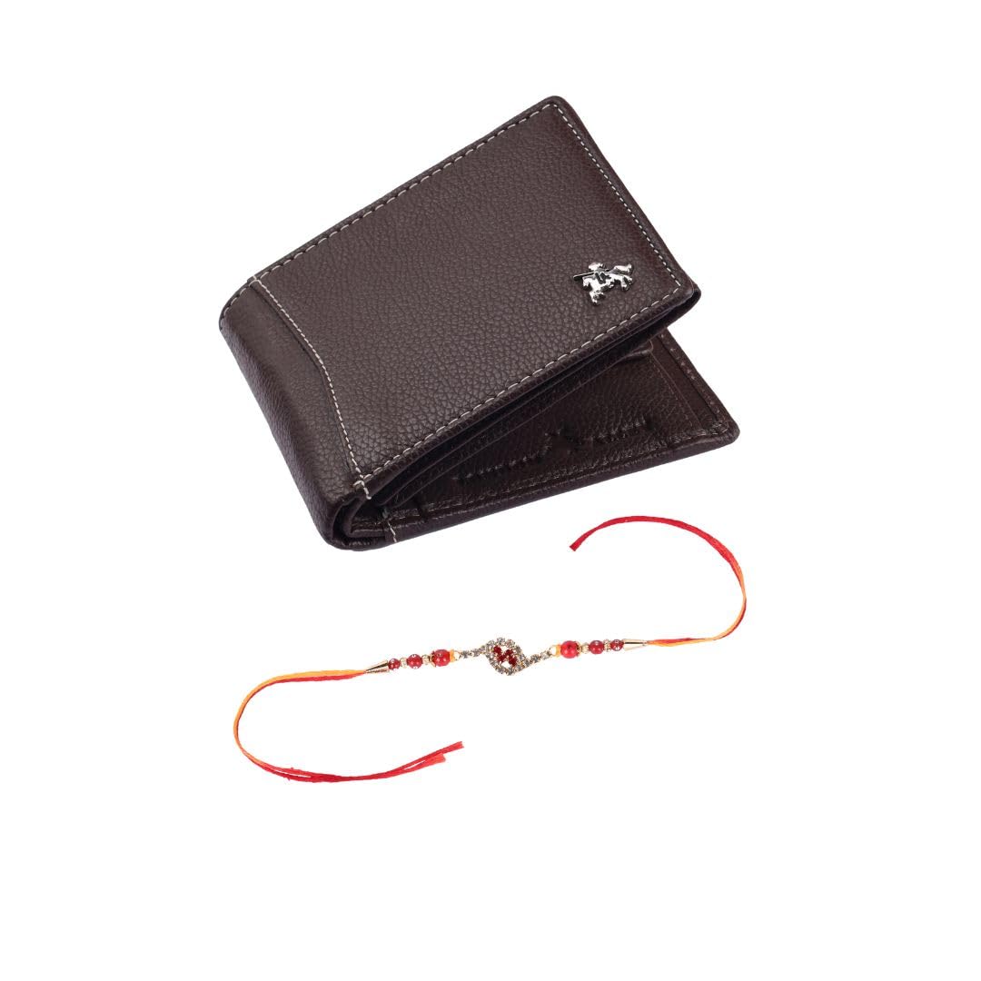 london alley Rakhi Gift Hamper for Brother - Classic brown Men's Leather Wallet and Rakhi Combo Gift Set for Brother/Mens.-picture-17