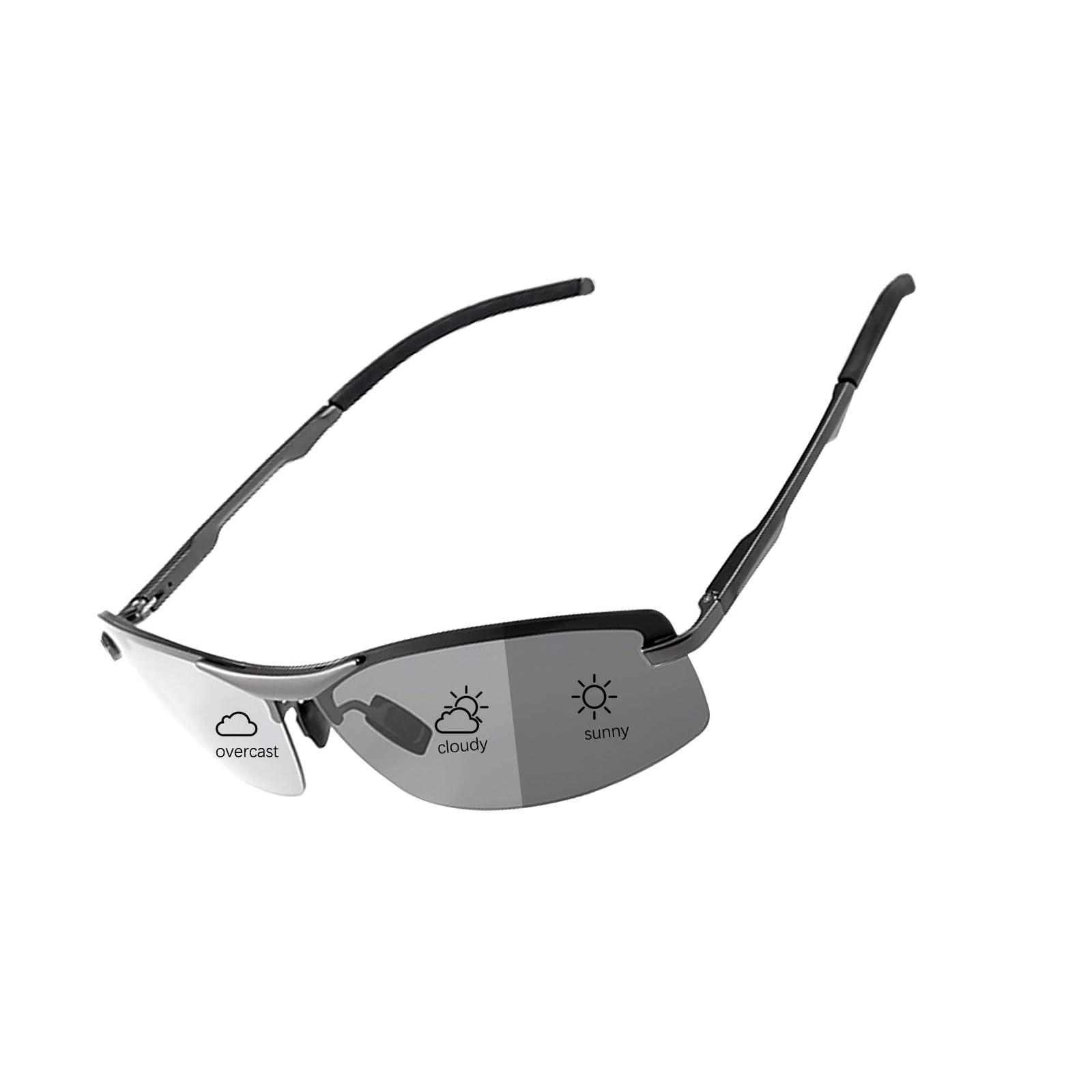 PEEPAI Polarized Photochromic Sunglasses for Men - UV Protection and Lightweight Sun Glasses for Driving Fishing Hiking Running Adventures-BLACK