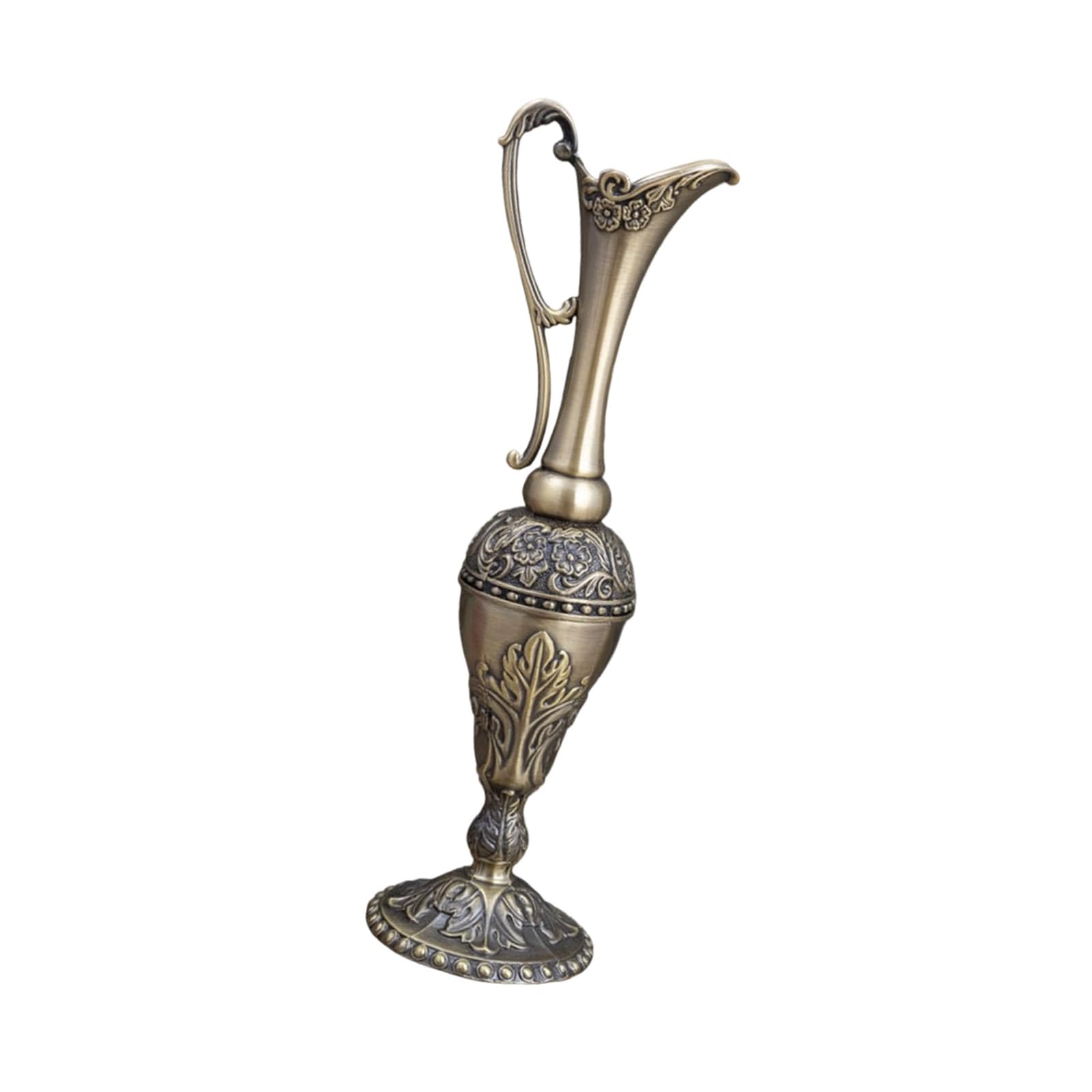 Tsophreniq Geometric Embossed Flower Vases European Vintage Antique Metal Arrangements Pots for Indoor Space Decors Metal Holders