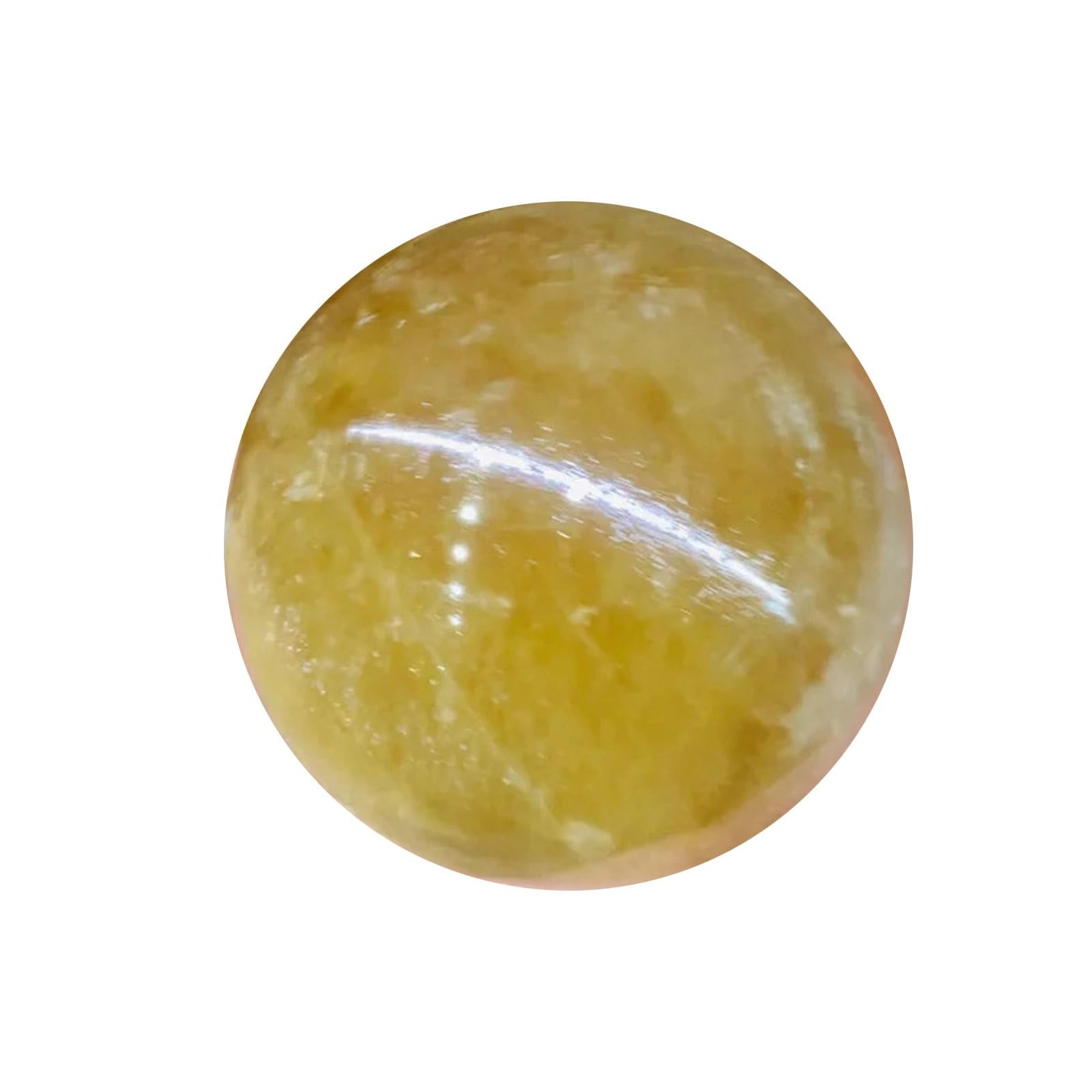 HAOYUNS Beautiful Natural Yellow Selenite Opal Polished Crystal Sphere Gypsum Stone for Balance and Calm(6cm)