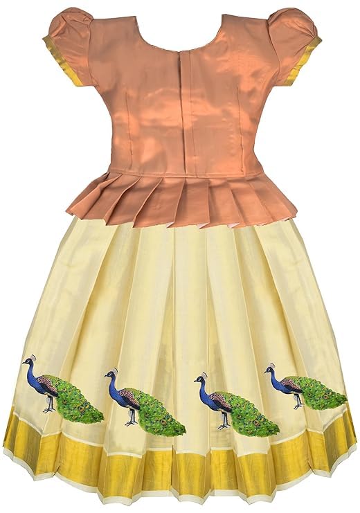 Krishna New south Indian traditional pattu pavadai Jecquard Lehenga choli for girls dress Pongal Janmashtami2