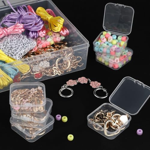 Image of 62Pcs Small Bead Organizer Box, Clear Plastic Storage Cases, Mini Transparent Bead Storage Containers with 200Pcs Stickers for Beads Jewelry Craft Earring Ornament