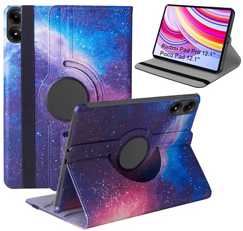 Image of TGK Rotating Flip Cover for Redmi Pad Pro 12.1 inch Case /Poco Pad 12.1 inch Tablet Printed Cases (Galaxy)