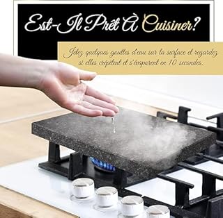 Nutrichef Ensemble de Grillade avec Pierre de Cuisson- Plaque Grésillante en Roche Volcanique pour Steak, BBQ et Viandes Cuit et Retien-Plateau Chauffant pour Servir les Aliments