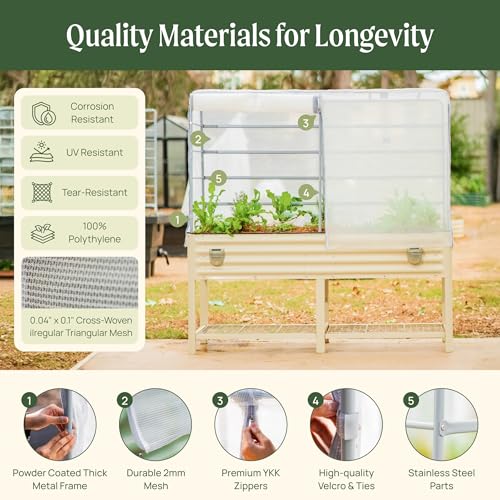 Image of Vego garden Mesh Cover System for 2' x 4' Elevated Raised Garden Bed-V Series, 4 in 1 Trellis and Cover for Plants, Garden Bed Not Included