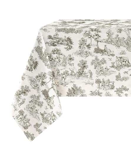 Nappe TOILE DE JOUY Provençale taupe 100 % coton Made in Italy – 140 x 140 cm