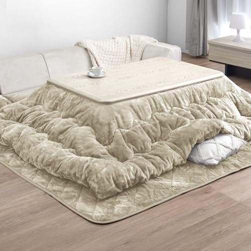 タンスのゲン こたつ布団 2点セット ボリュームタイプ 中綿2.5kg【対応こたつサイズ:幅105-120×奥行75-90cm】長方形 掛布団 敷布団 フランネル 洗える 91300168(110772)