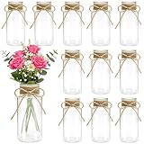 TAOZIMA Small Plastic Vases for Fowers, Mason Jars for Centerpieces, Transparent Tall Cylinder...