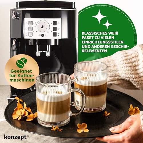 KONZEPT Teegläser mit Henkel Set 6er, 350 ml, geriffelte, ideal als Kaffeegläser – Bild 3